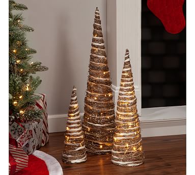 Lit Champagne Grapevine Trees - Set of 3 | Pottery Barn