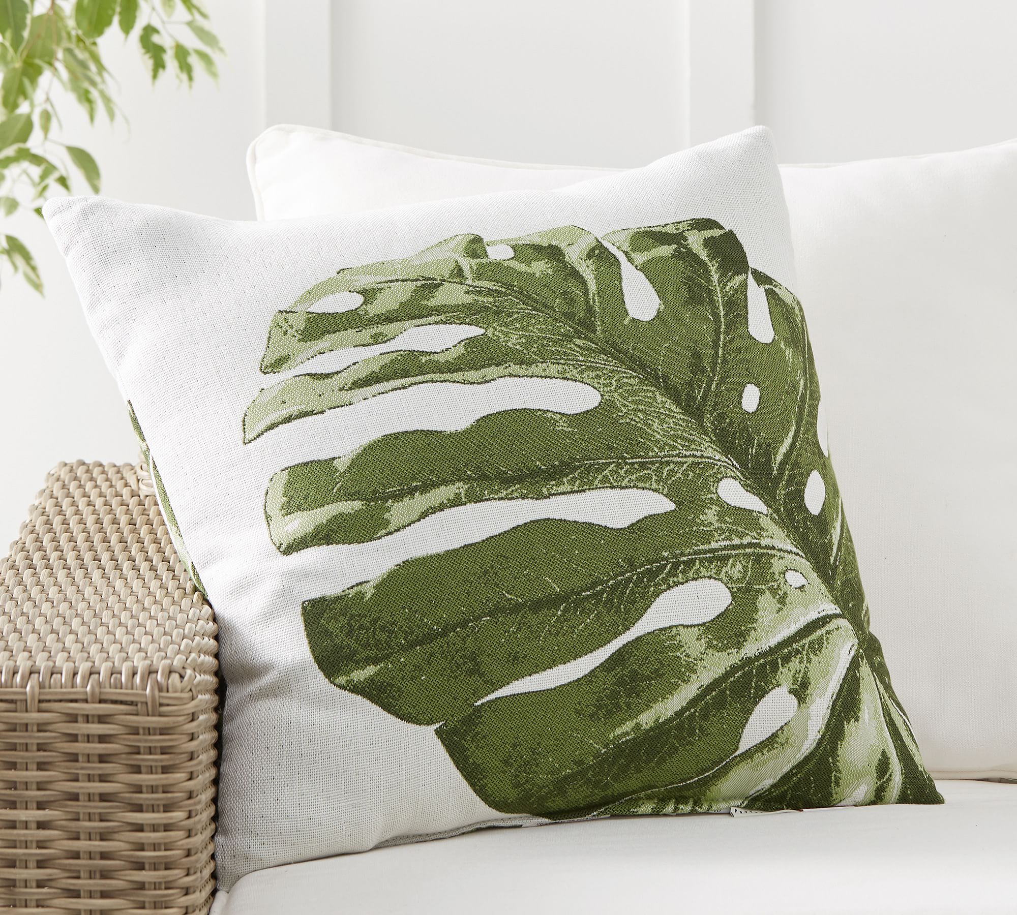 Sunbrella® Palm Leaf Jacquard Outdoor Pillow