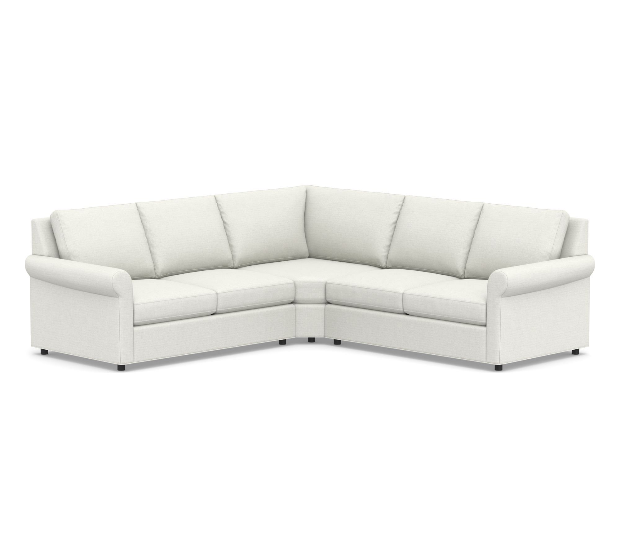 Sanford Roll Arm 3-Piece L-Shaped Wedge Sectional (100")