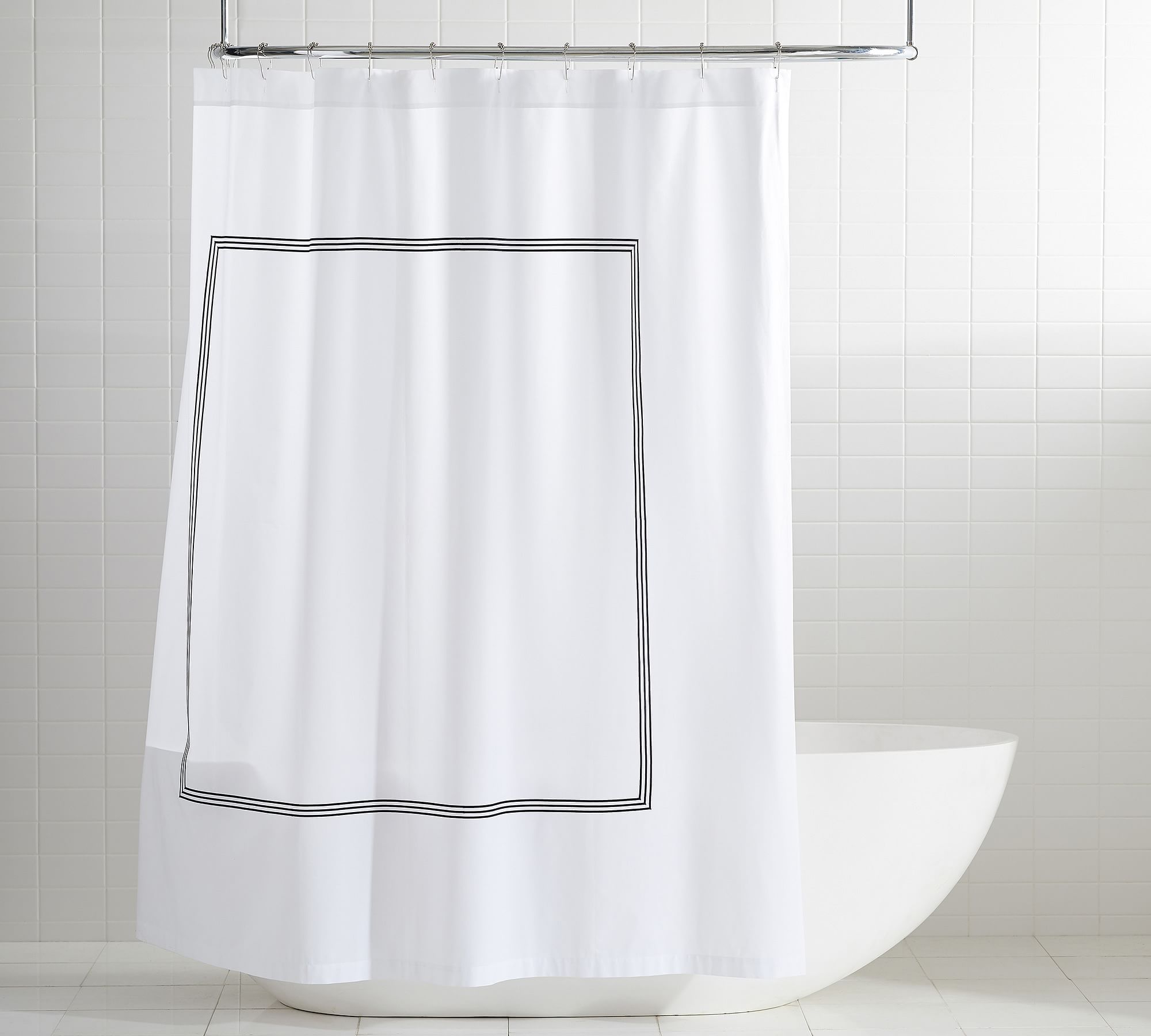 Grand Embroidered Organic Shower Curtain