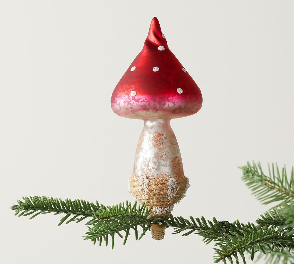 Mercury Glass Mushroom Christmas Tree Clip - Set of 5