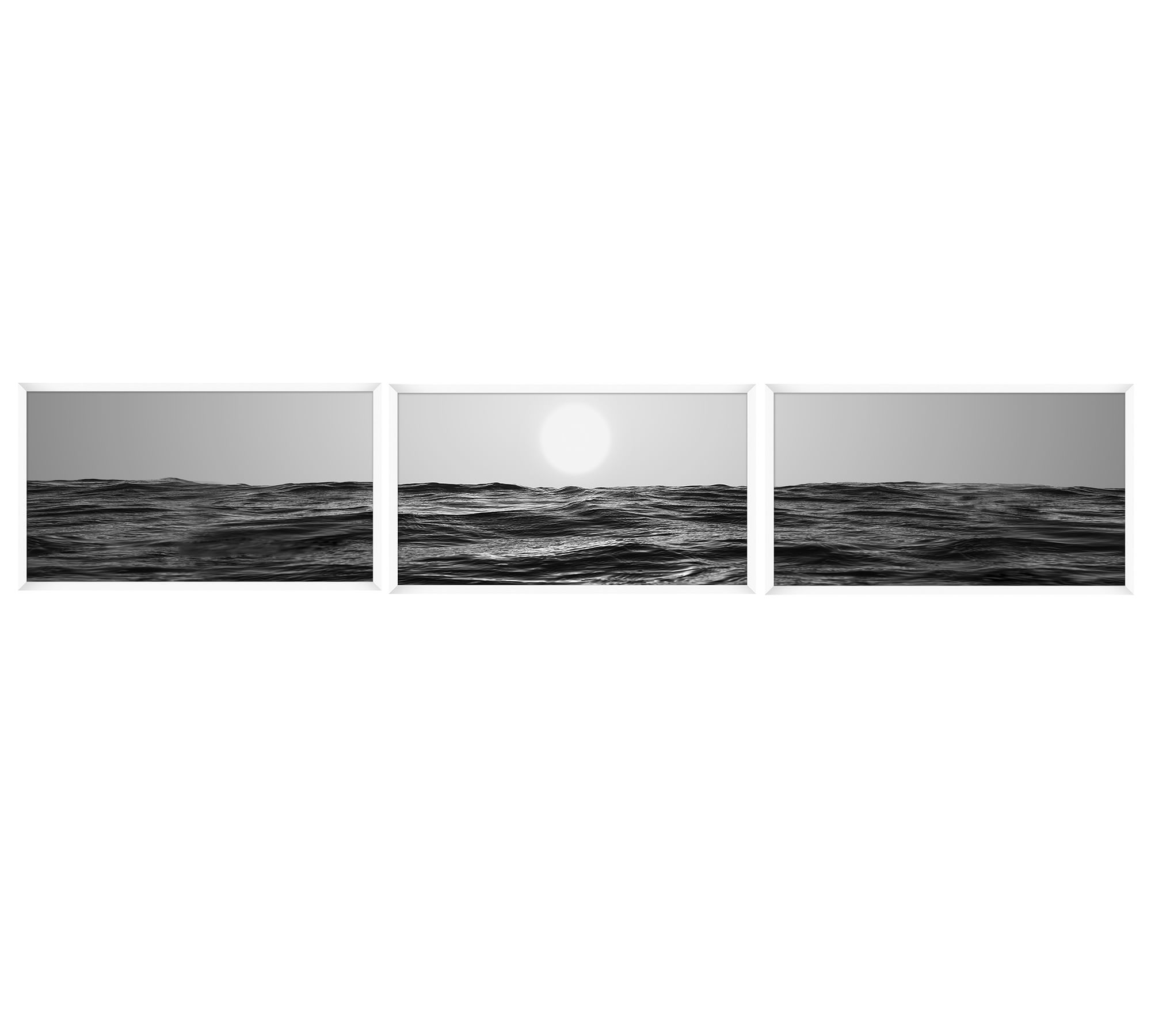 Black & White Ocean Triptych Framed Prints - Set of 3
