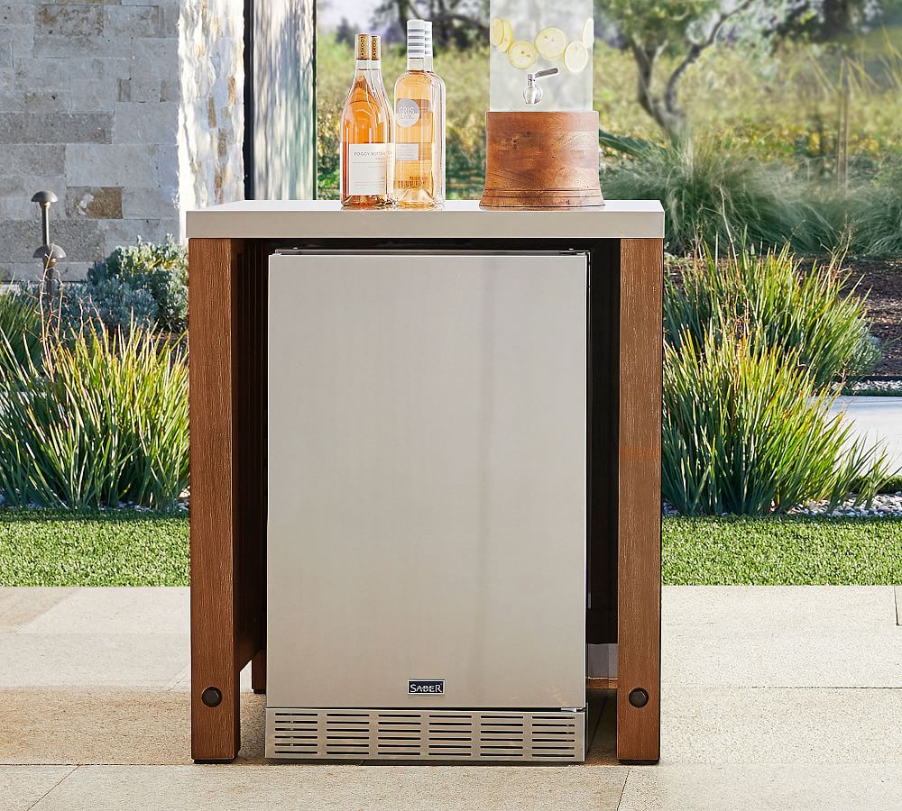 Abbott Outdoor Kitchen Acacia Refrigerator Cabinet, Brown