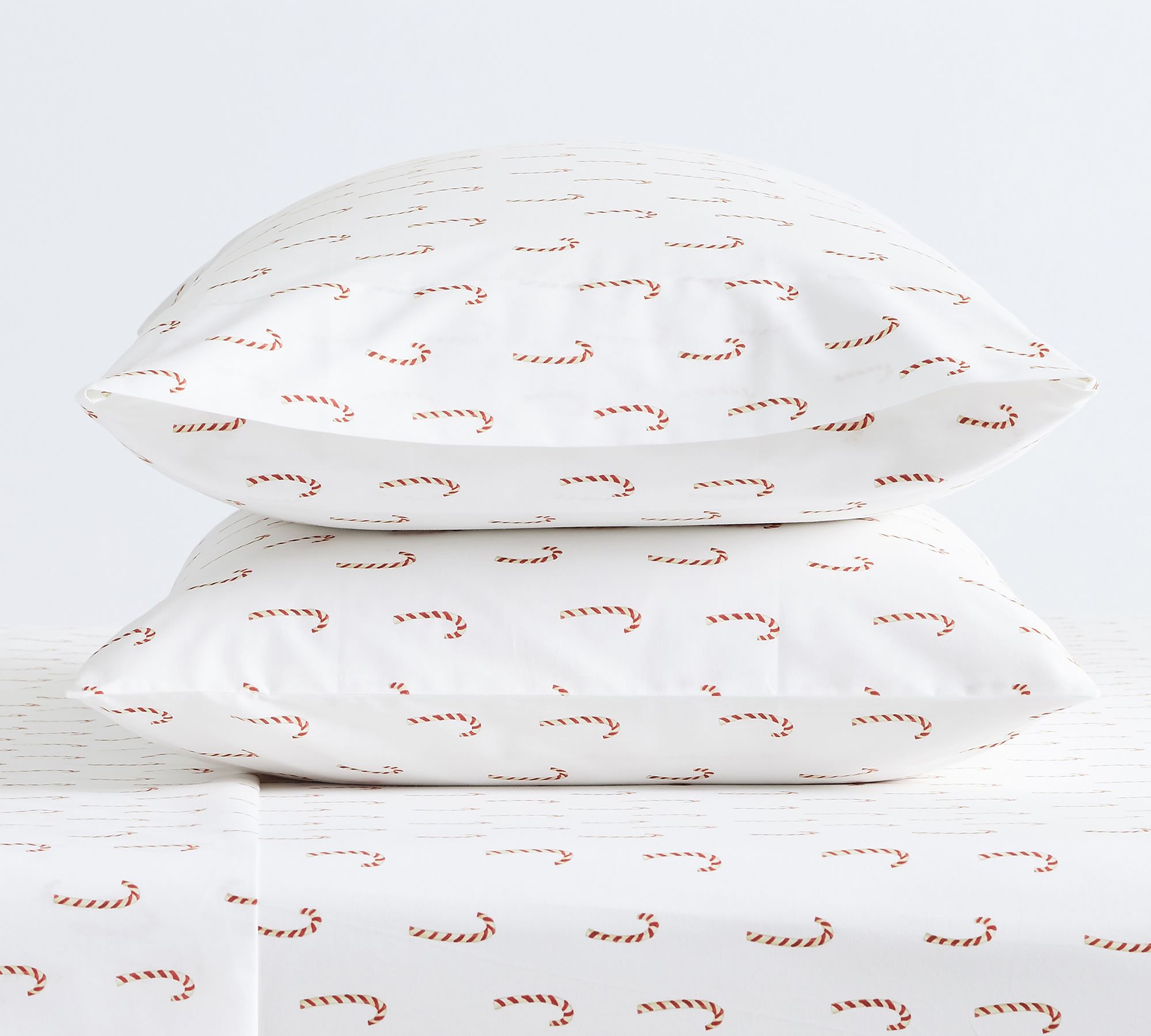 Candy Cane Cotton Pillowcases - Set of 2