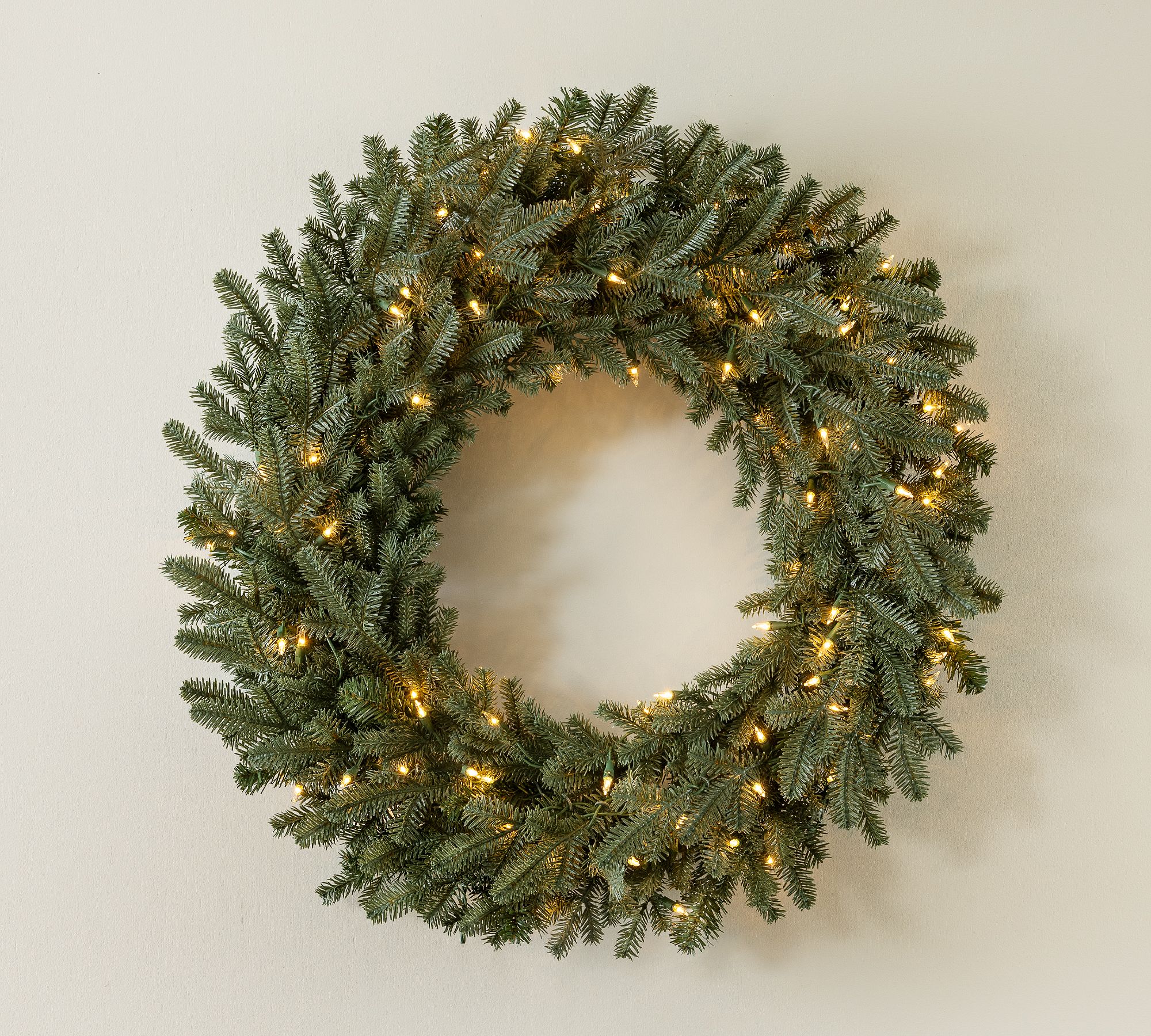 Open Box: Lit Faux Grand Fir Wreath & Garland With Clear Lights