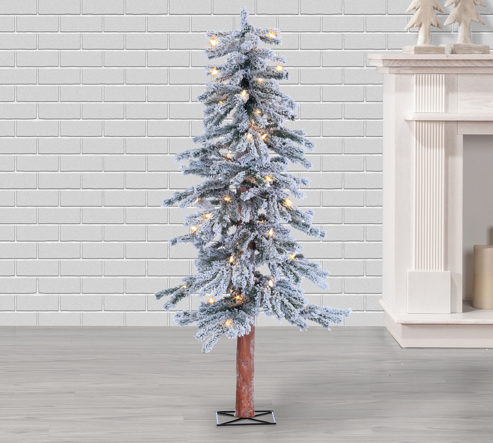 Lit Faux Flocked Alpine Tree