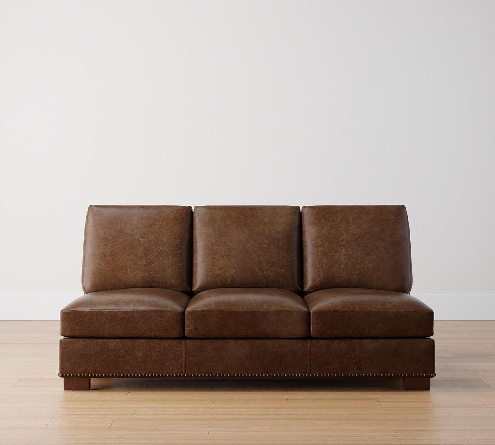 Build Your Own Turner Square Arm Leather Sectional with Nailheads