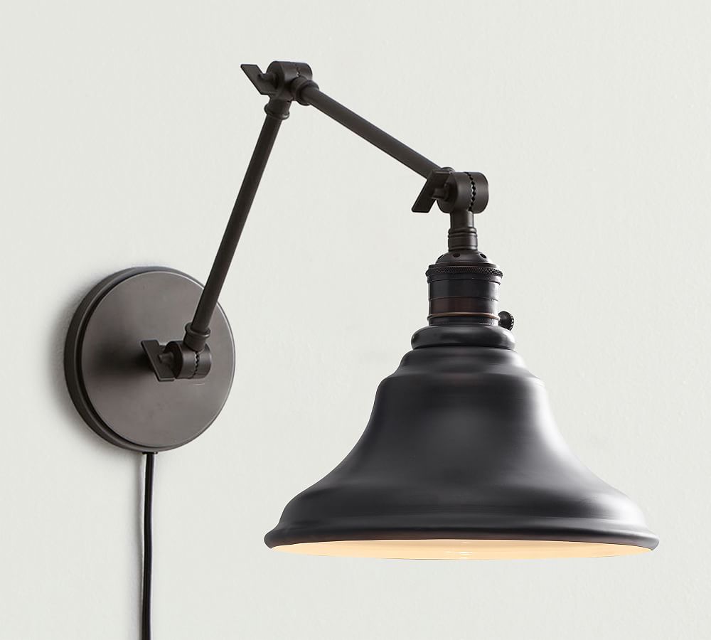 Curved Metal Bell Plug-in Articulating Sconce