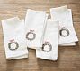 Holly Wreath Embroidered Napkins - Set of 4