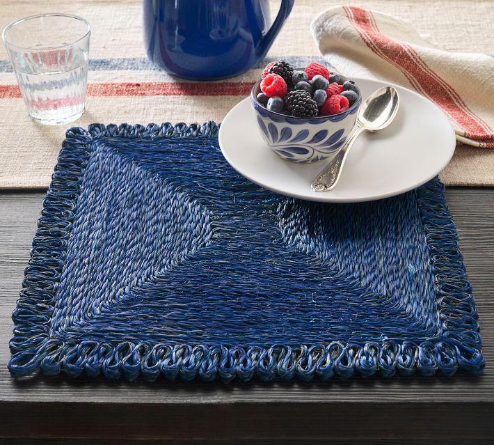 Sisal Square Rustic Placemat Black & White (sold by set of 6) | Indigena  Retail