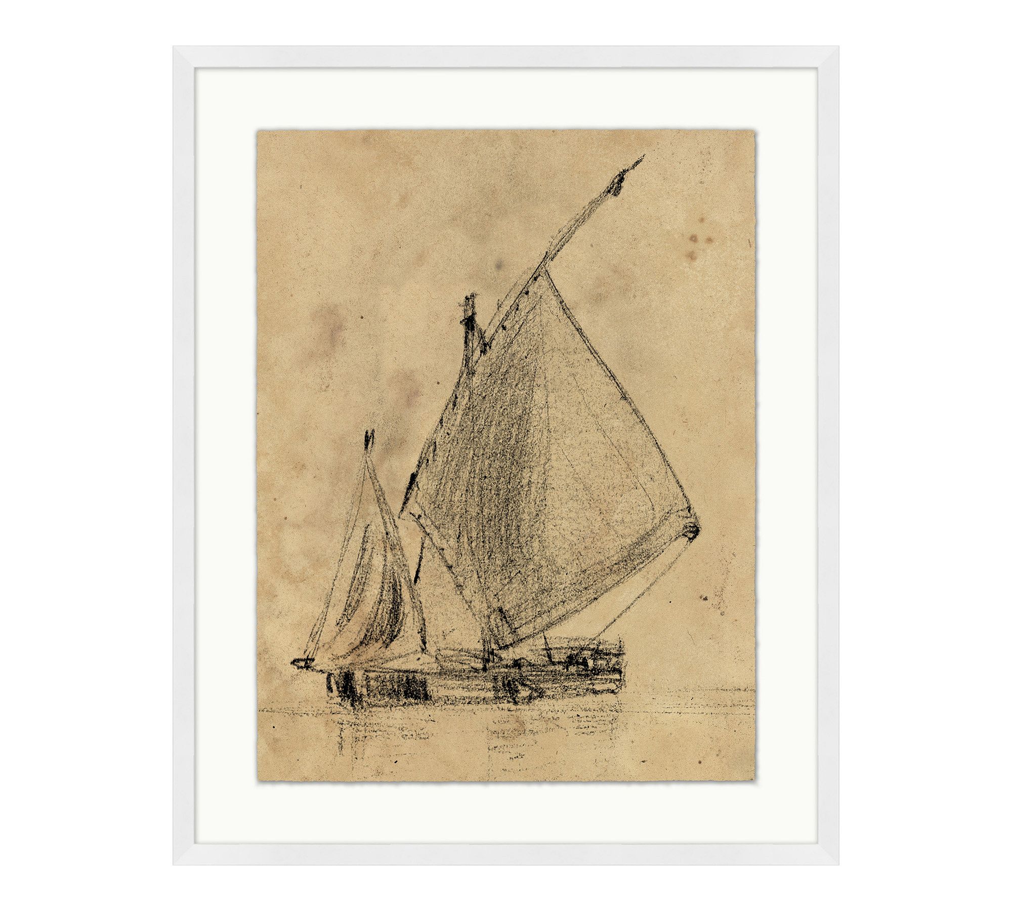 Charcoal Ship Framed Print