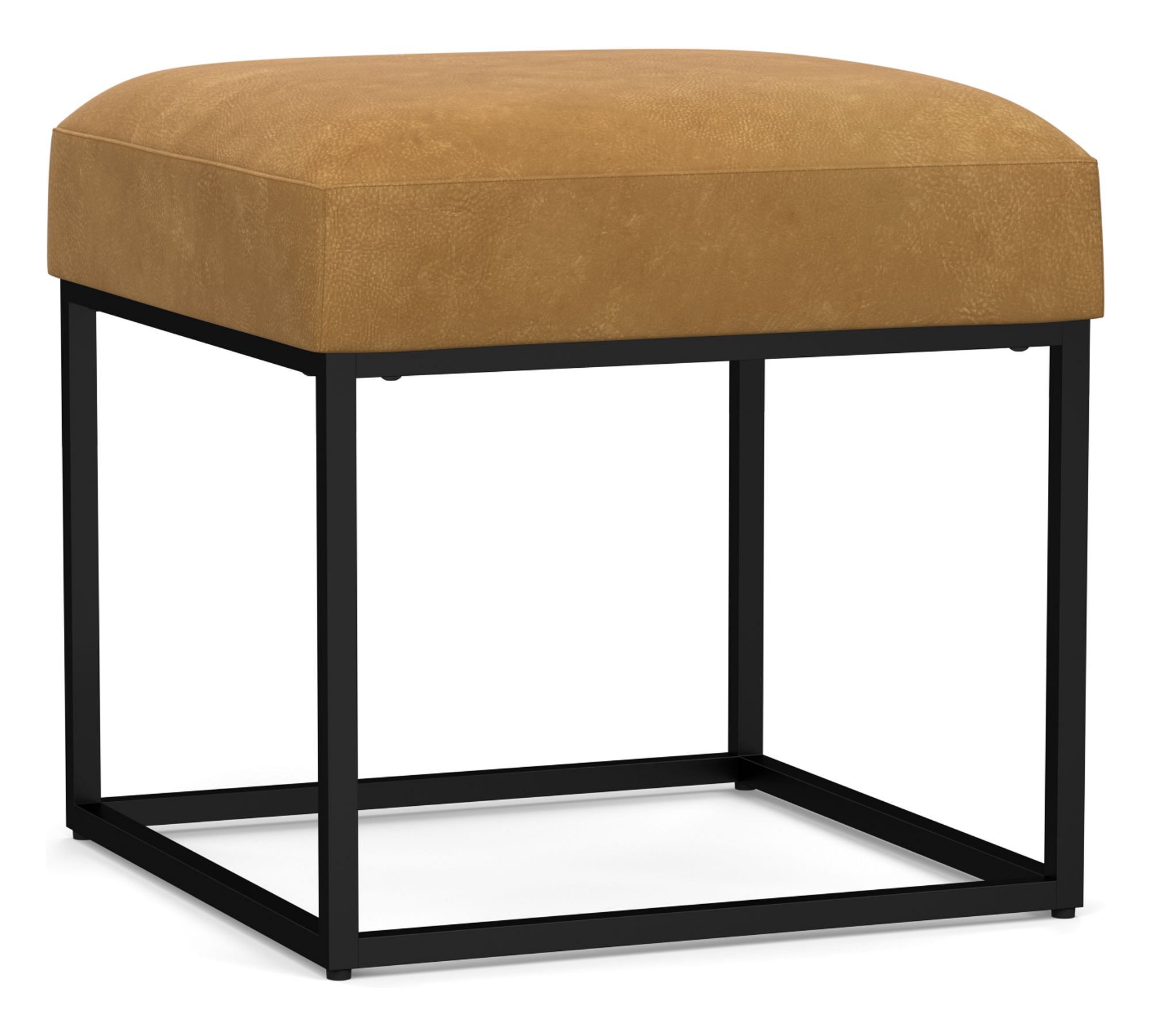 Millie Leather Square Accent Stool