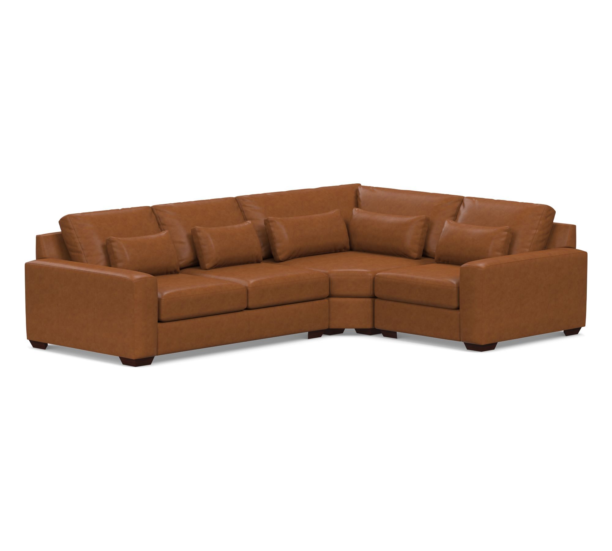 Big Sur Square Arm Deep Seat Leather 3-Piece-Wedge Sectional (129")