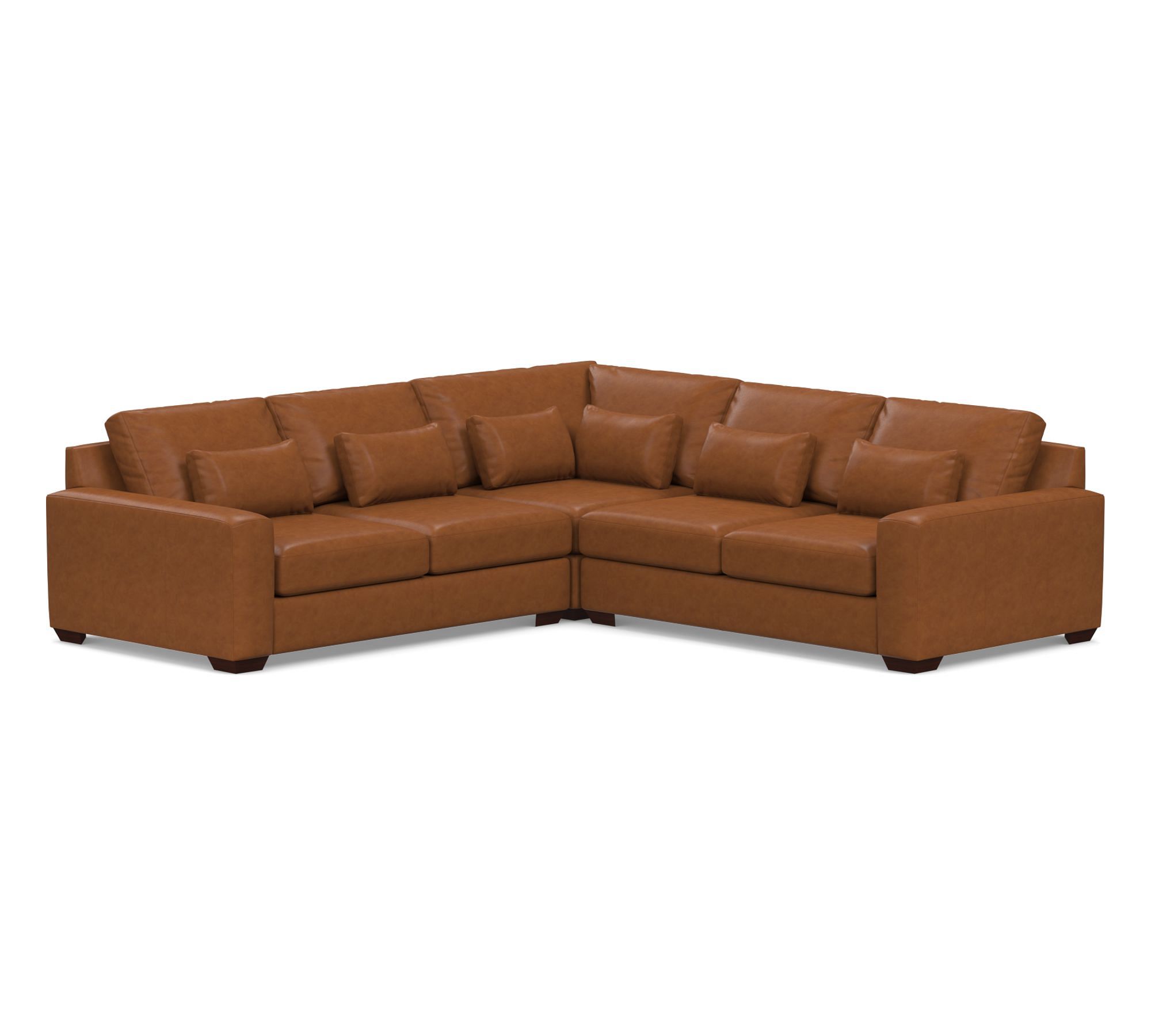 Big Sur Square Arm Deep Seat Leather 3-Piece L-Shaped Sectional (121")