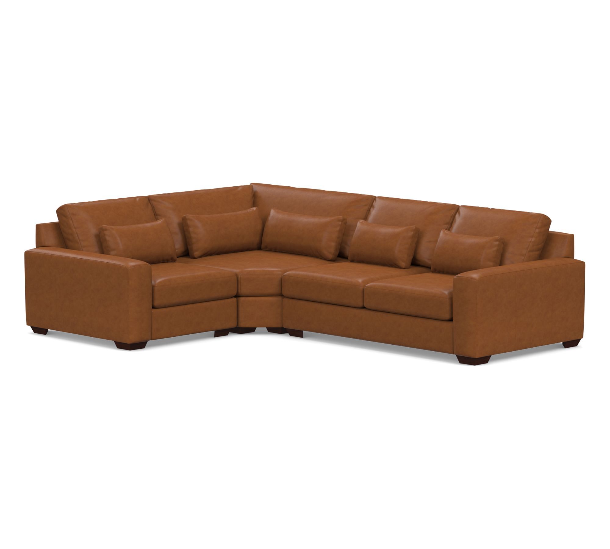 Big Sur Square Arm Deep Seat Leather 3-Piece-Wedge Sectional (129")