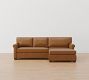 York Roll Arm Leather Chaise Sectional (91&quot;&ndash;121&quot;)