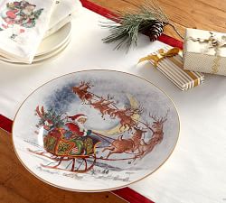 Nostalgic Santa Stoneware Round Serving Platter