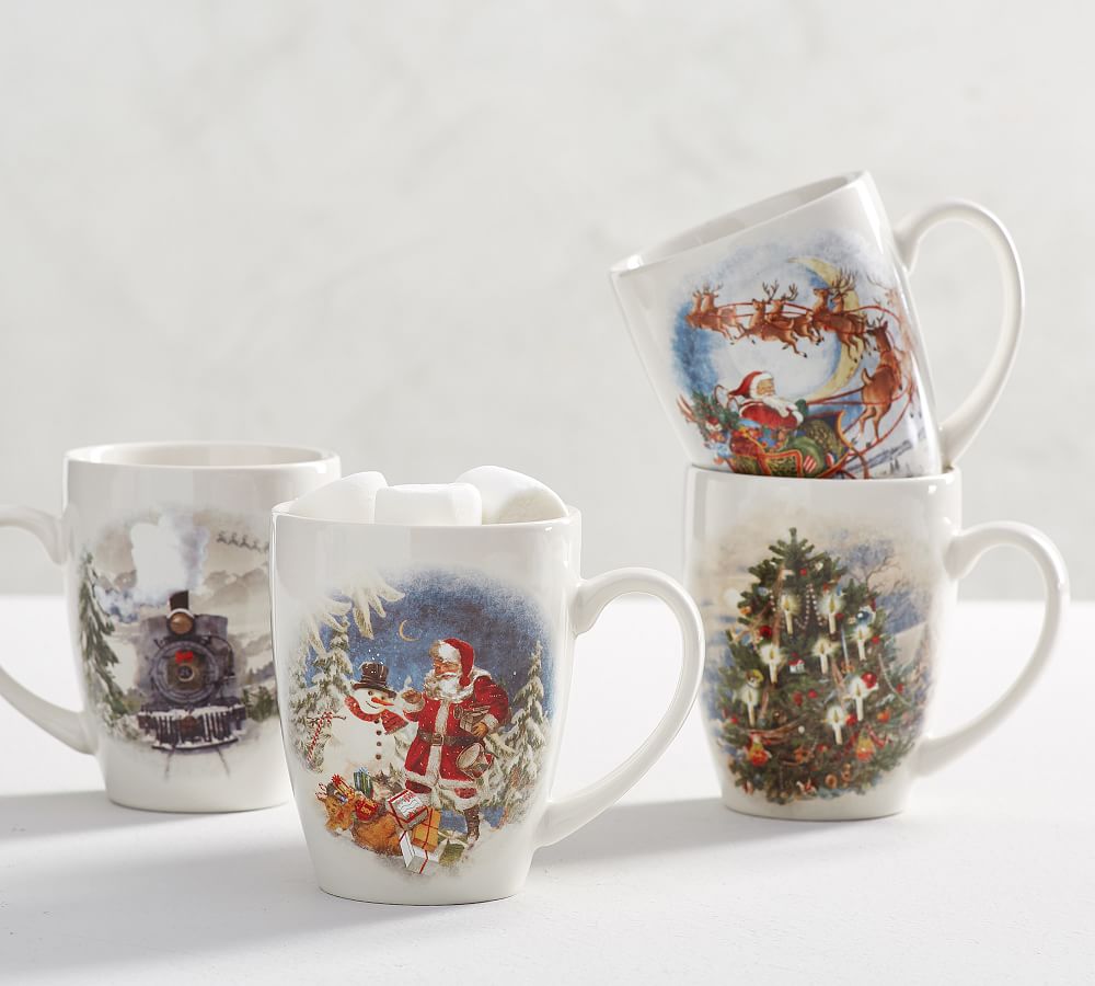 Nostalgic Christmas Stoneware Mugs - Set of 4