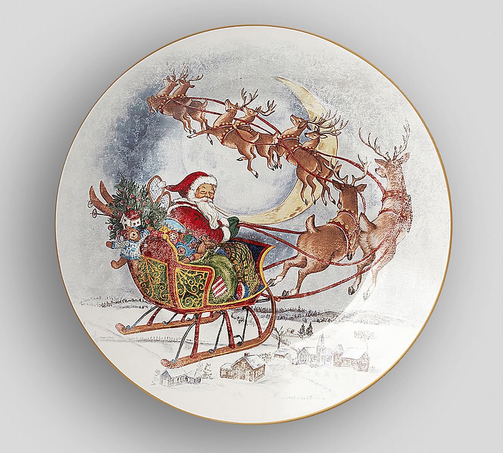 Nostalgic Santa Stoneware Round Serving Platter
