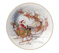 Nostalgic Santa Stoneware Round Serving Platter