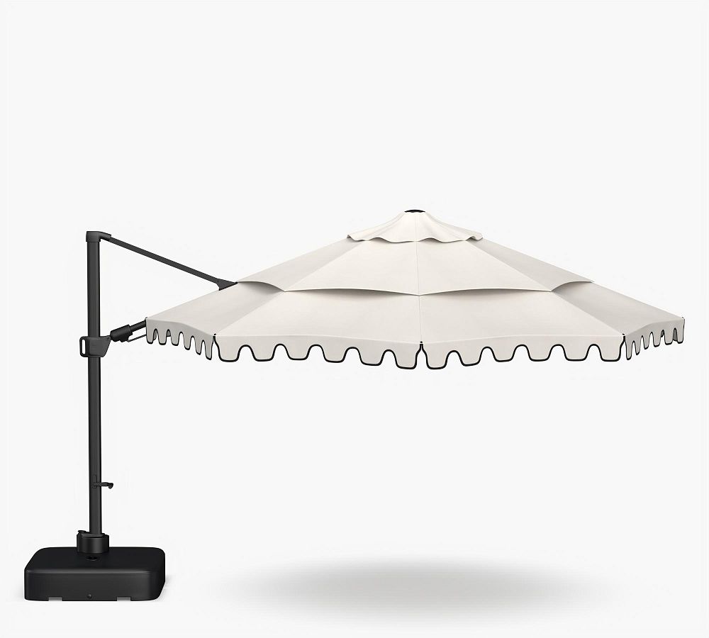 Premium 13' Round Portofino Cantilever Outdoor Patio Umbrella - Rustproof Aluminum Frame with Base