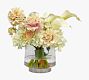 Faux Dahlia &amp; Hydrangea In Glass Vase