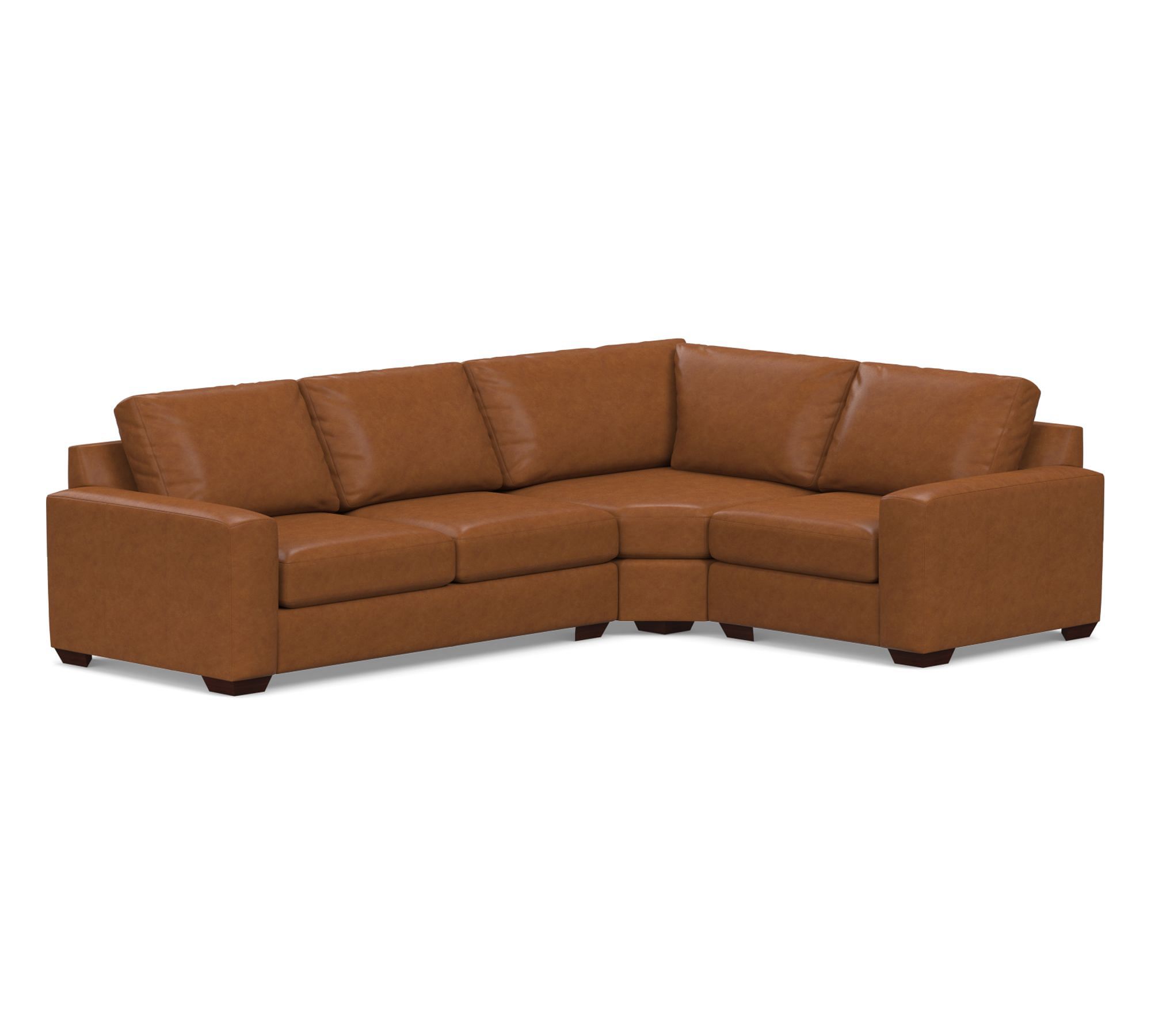 Big Sur Square Arm Leather 3-Piece Wedge Sectional (123")