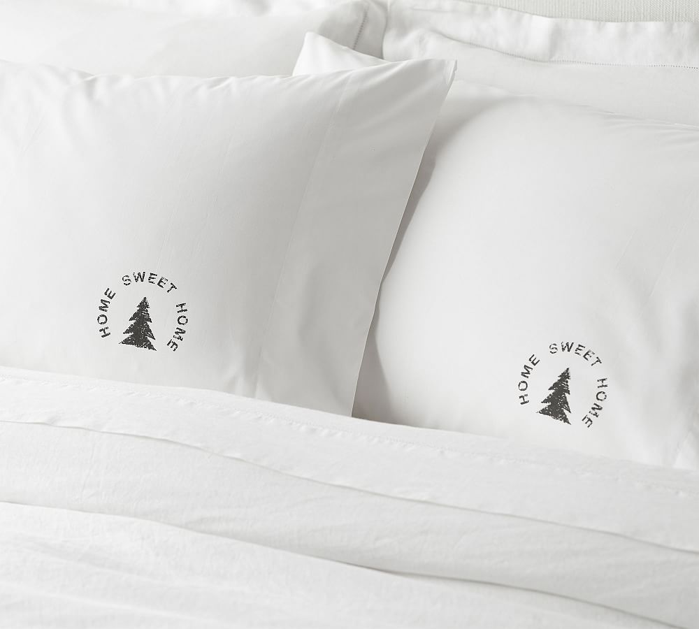 Home Sweet Home Organic Cotton Pillowcases - Set of 2
