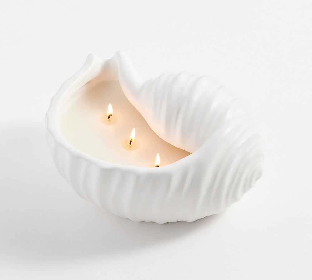 Ceramic Seashell Candle - Fig &amp; Sandalwood
