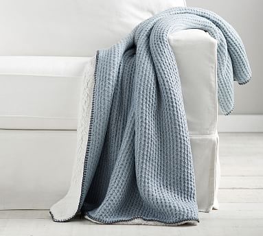 Thermal Sherpa Back Knit Throw Blanket | Pottery Barn