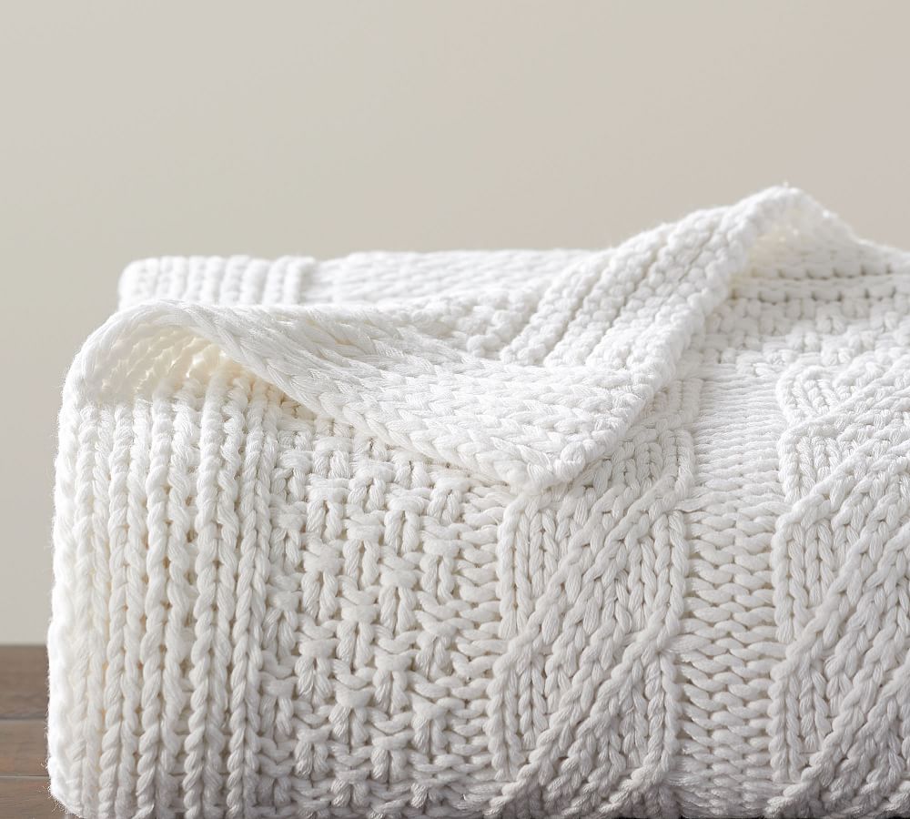 Patchwork Knit Throw Blanket
