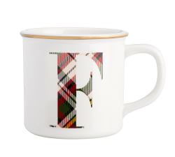 Plaid Alphabet Stoneware Mug