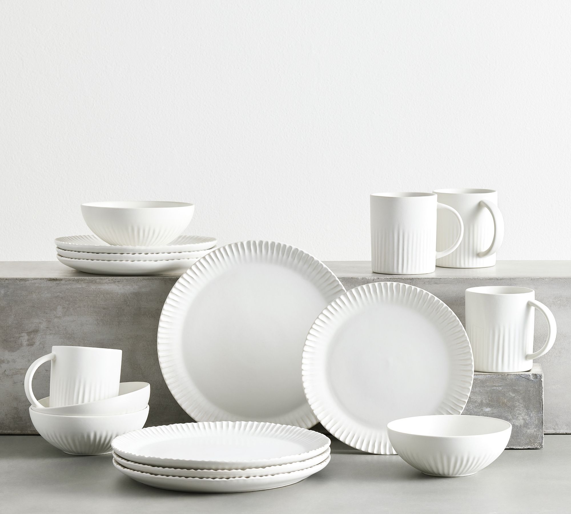 Ridge Textured Stoneware 16-Piece Dinnerware Set