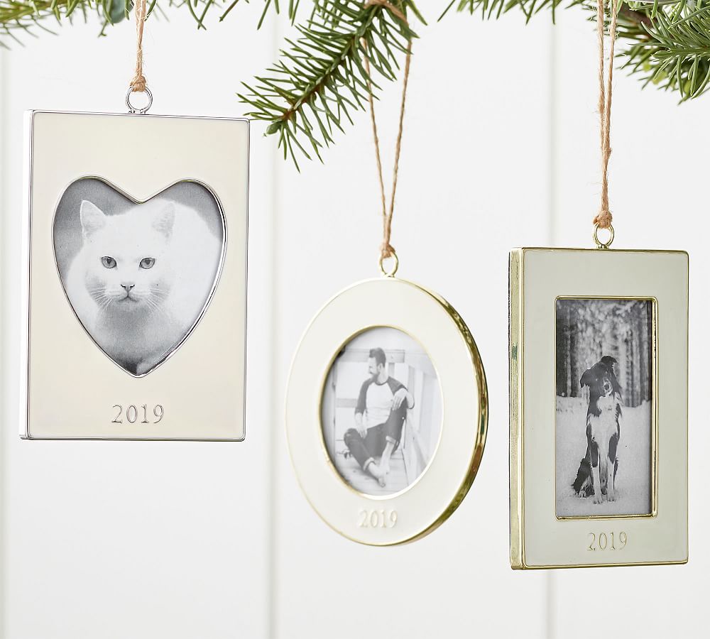2019 Dated Enamel Frame Ornaments - White