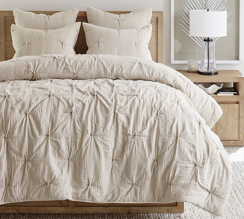 Soft Cotton Striped Handcrafted Quilt & Shams Pottery Barn