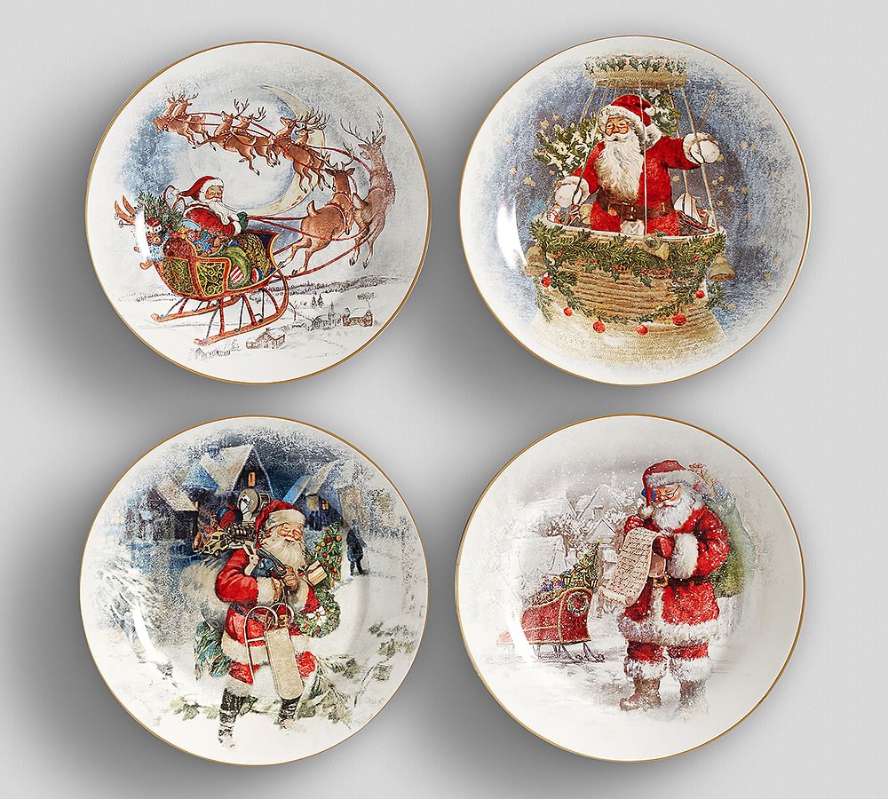 Nostalgic Santa Stoneware Dinner Plates - Set of 4