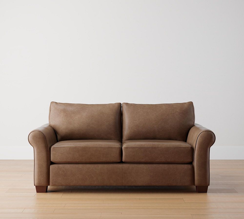 PB Comfort Roll Arm Leather Sofa