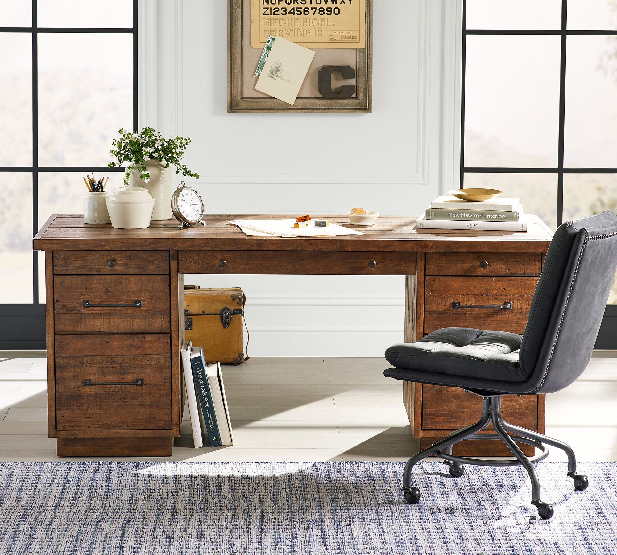 Rustic Reclaimed Wood Executive Desk (70")