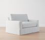 PB Comfort Square Arm Slipcovered Twin Sleeper Sofa with Memory Foam Mattress (56&quot;)