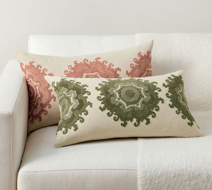 Alta Embroidered Lumbar Pillow | Pottery Barn