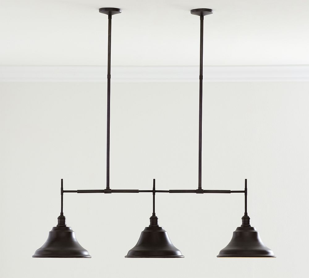 Curved Metal Bell Linear Chandelier