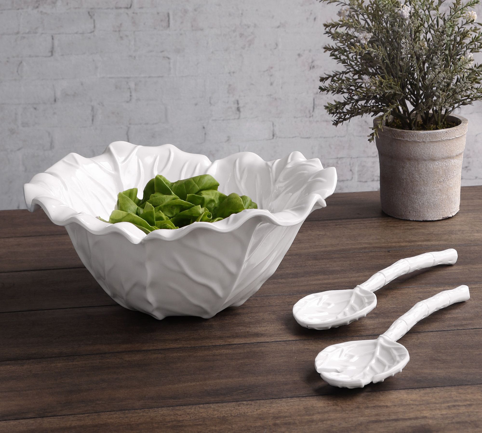 Lettuce Outdoor Salad Bowl With Servers