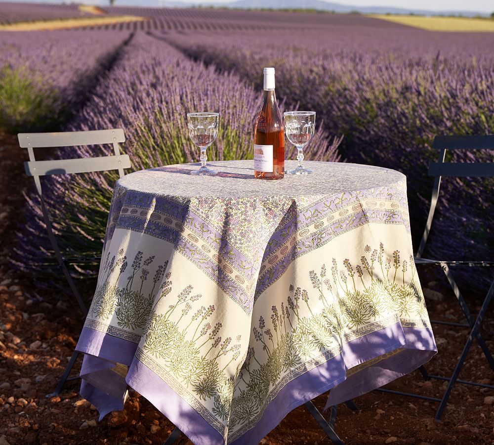 Lavender Blockprint Cotton Tablecloth