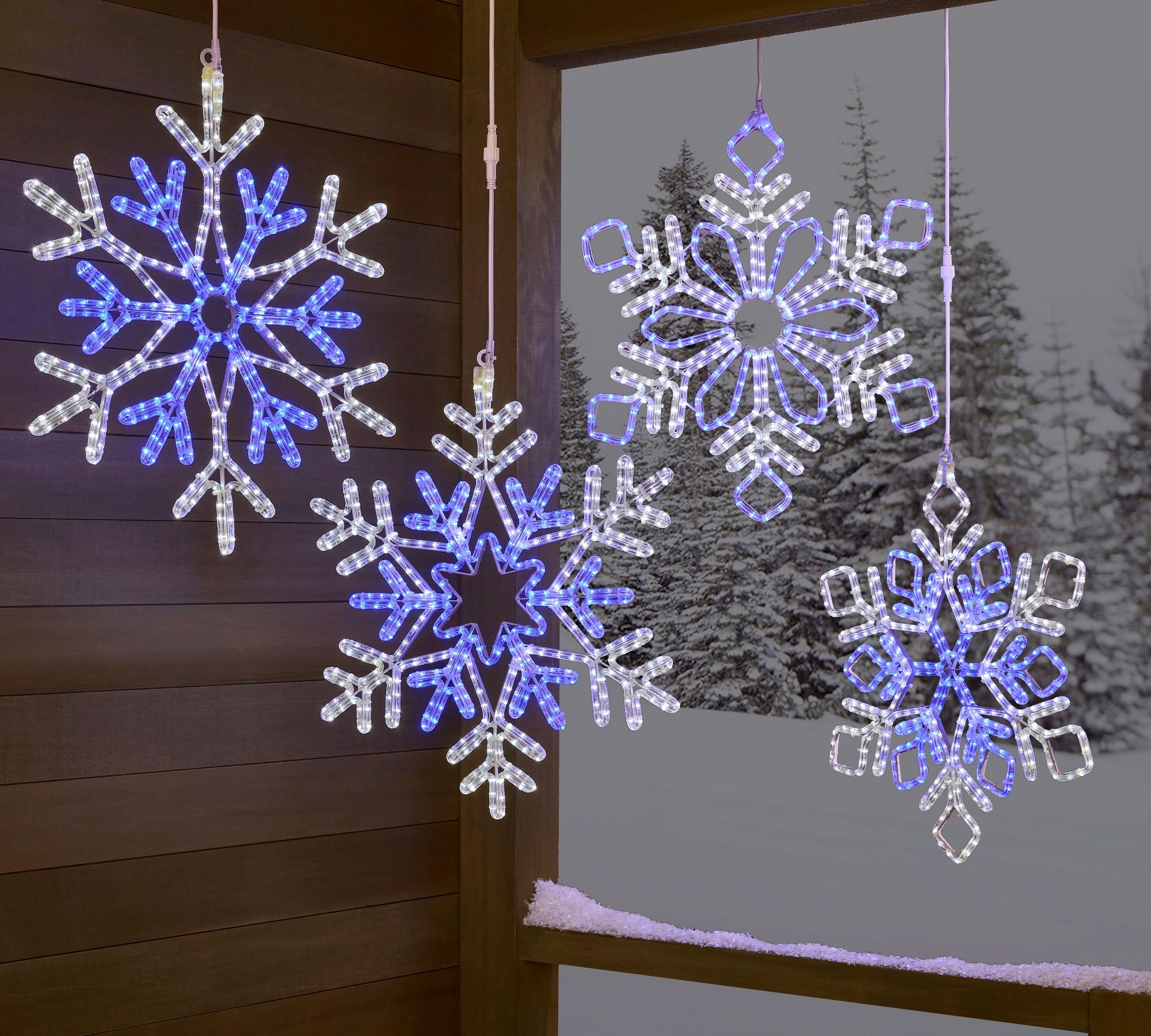 LED Lit Blue & White Snowflake