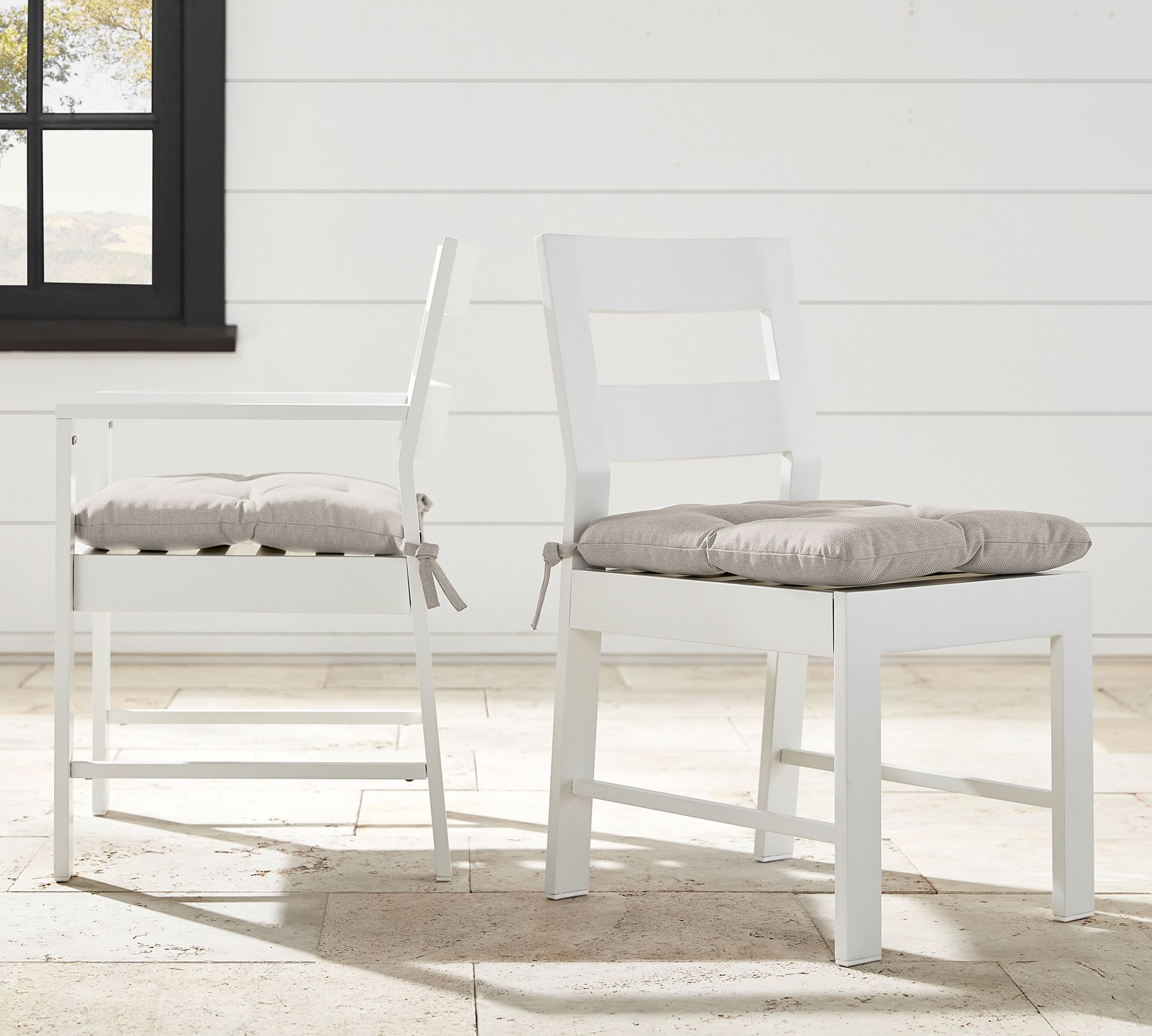 Open Box: Malibu Metal Outdoor Dining Chair & Armchairs, White