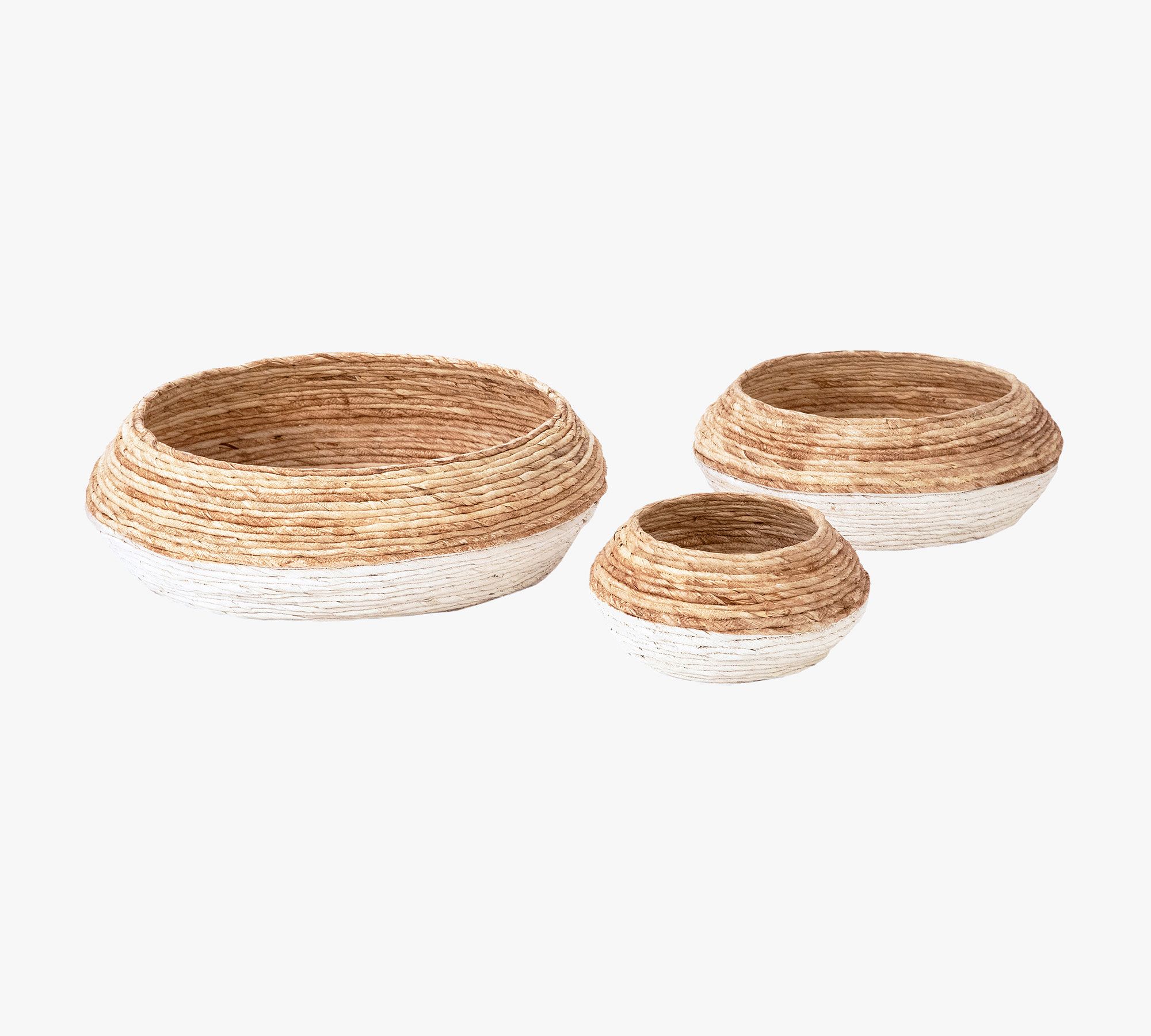 Bari Handwoven Round Abaca Baskets - Set of 3