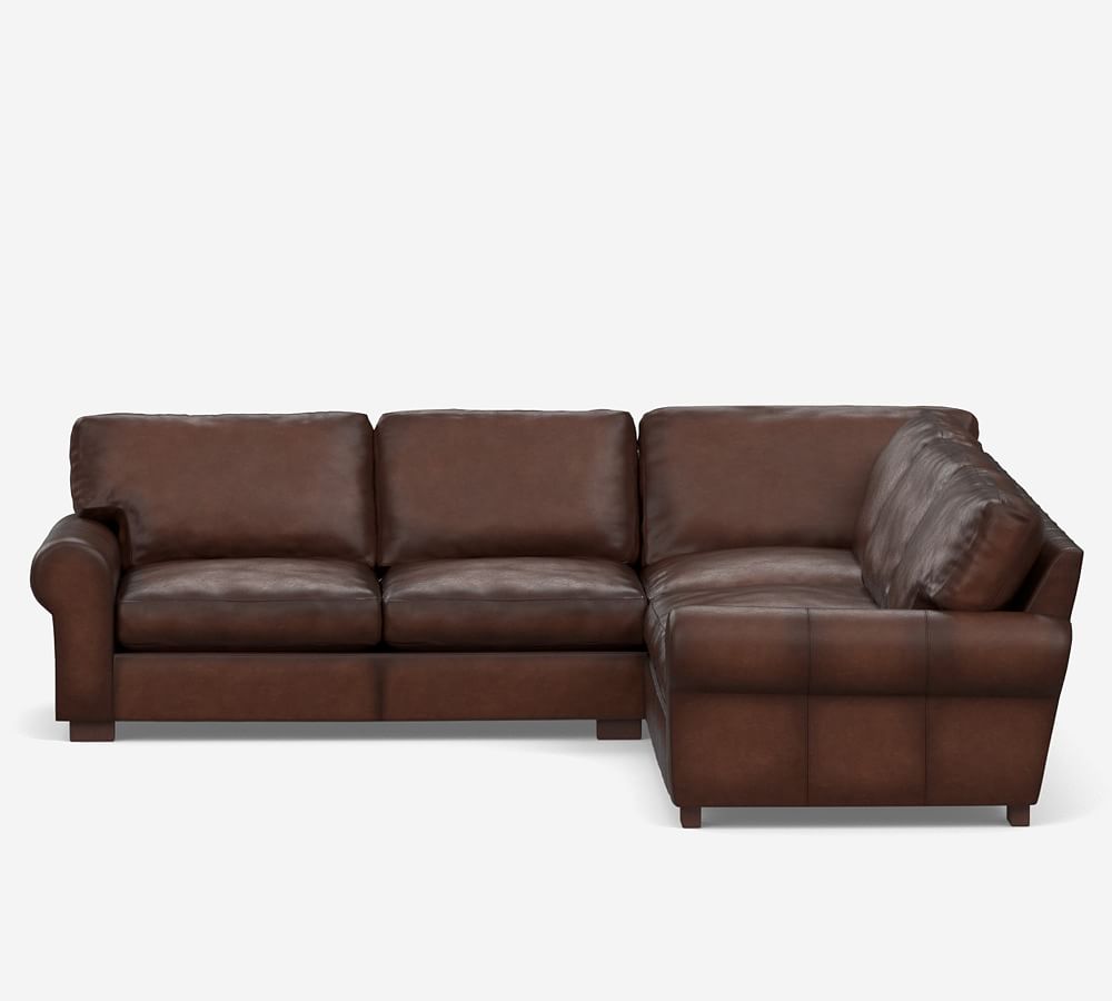 Turner Roll Arm Leather 3-Piece L-Shaped Sectional (114&quot;)