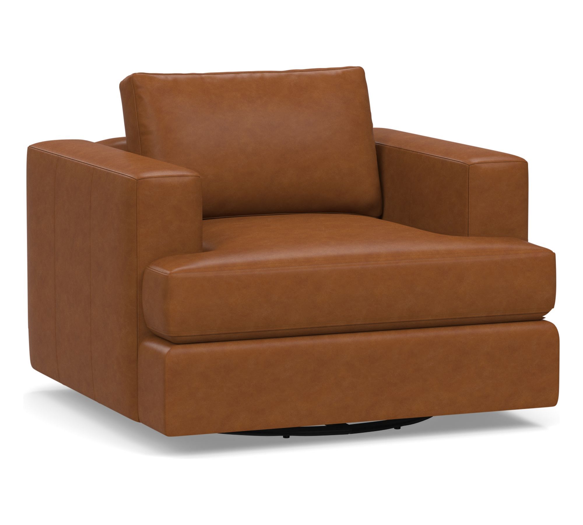Carmel Recessed Arm Leather Swivel Chair