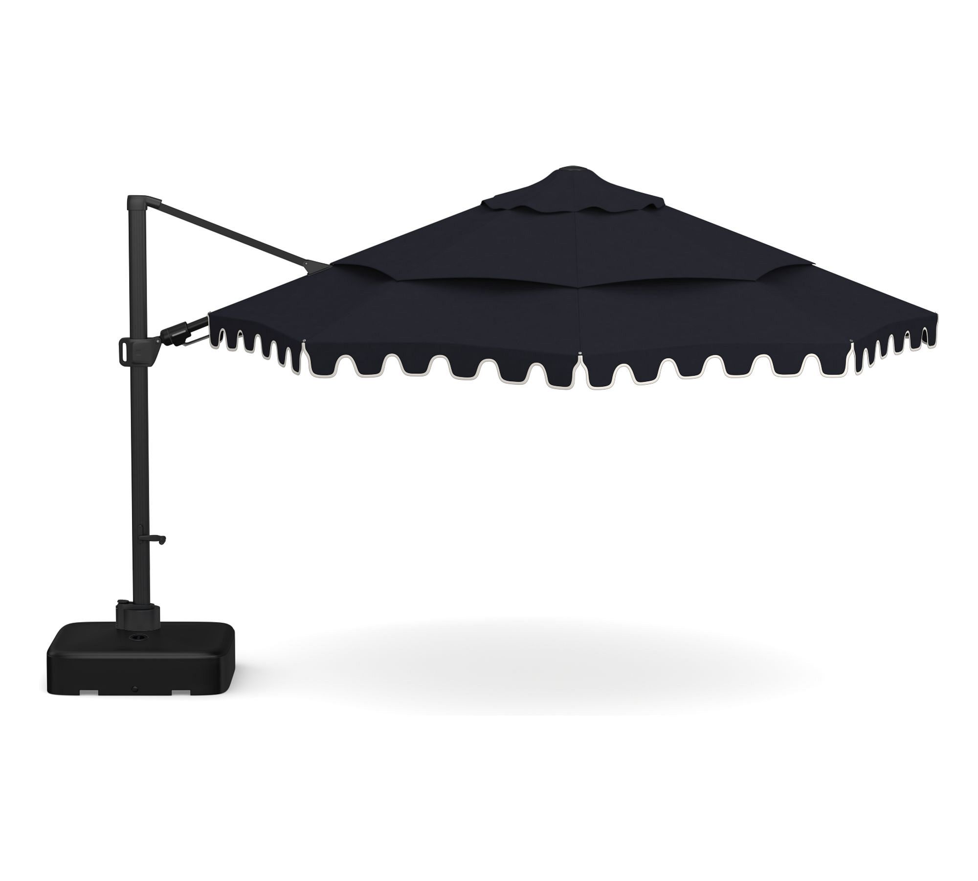 Premium 13' Round Portofino Cantilever Outdoor Patio Umbrella - Rustproof Aluminum Frame with Base