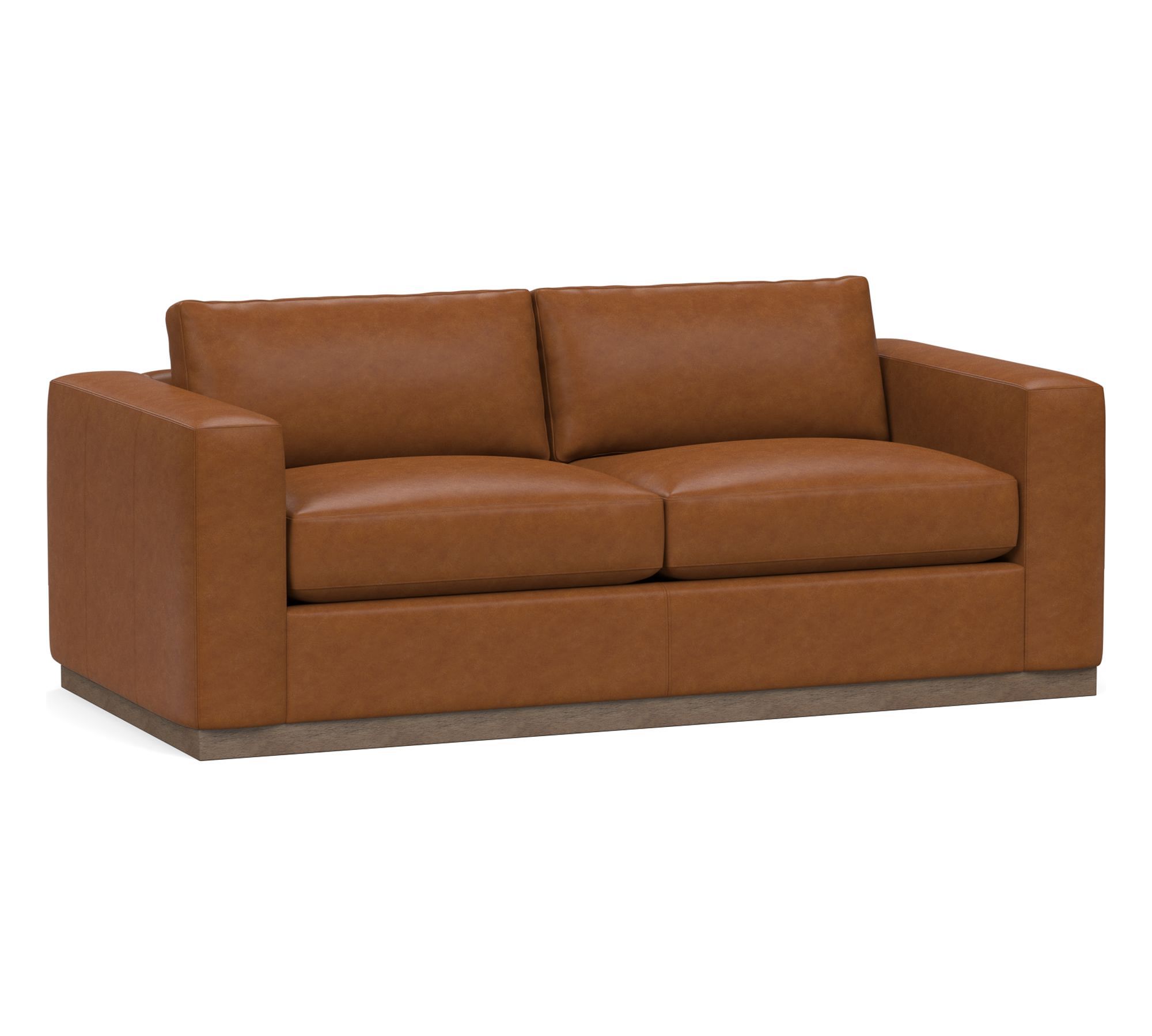 Carmel Wide Arm Leather Wood Base Sleeper Sofa (86")